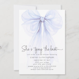 She's Tying the Knot Blue Bow Bridal Shower Invitation