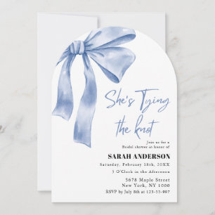 She's Tying the Knot  blue bow Bridal Shower  Invitation