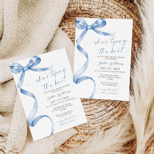 She's Tying the Knot Blue Bow Bridal Shower Invitation