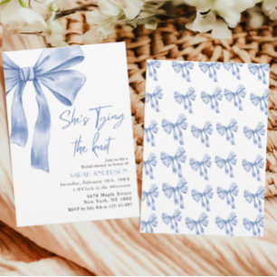 She's Tying the Knot  blue bow Bridal Shower  Invitation