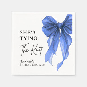 She's Tying The Knot Blue Bow Bridal Shower Napkin