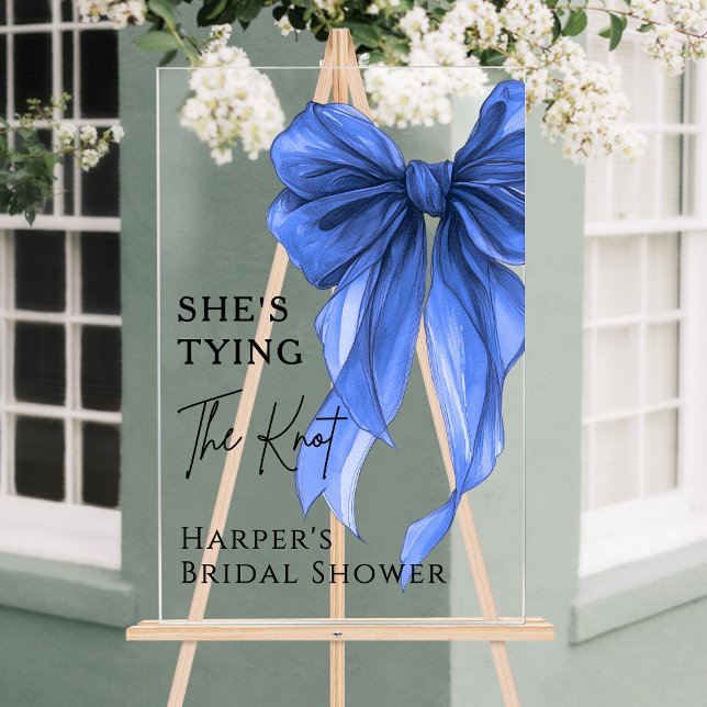She's Tying The Knot Blue Bow Welcome Sign (Creator Uploaded)