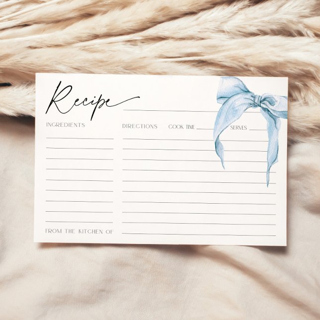 She's Tying the Knot Blue Bridal Bow Recipe Card   (Creator Uploaded)