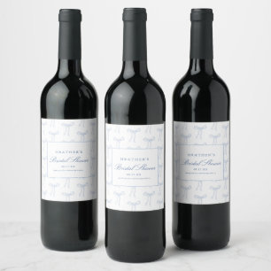 She's Tying The Knot Blue Bridal Shower Favours Wine Label