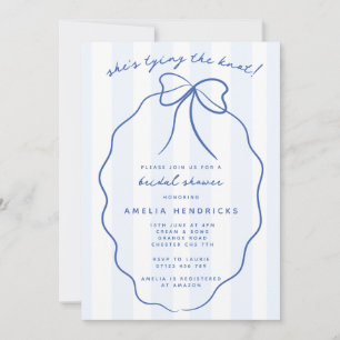She's Tying the Knot Blue Doodle Bridal Shower Invitation