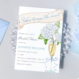 She's Tying The Knot Blue Hydrangea Bridal Shower  Invitation
