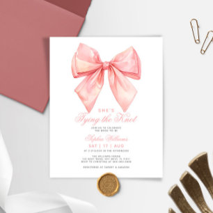 She's Tying The Knot Blush Pink Bow Bridal Shower