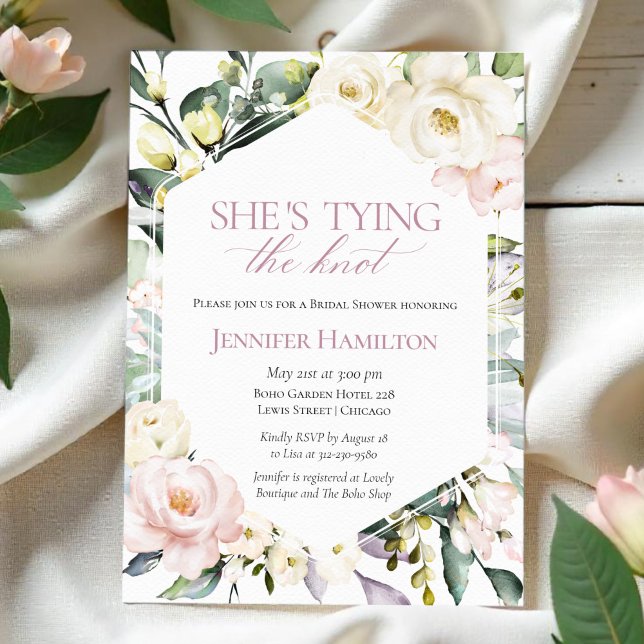 She's tying the knot | Boho Floral Bridal Shower Invitation (Creator Uploaded)