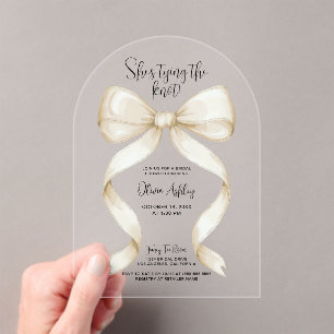She's Tying the Knot Bow Bridal Shower Acrylic Invitations