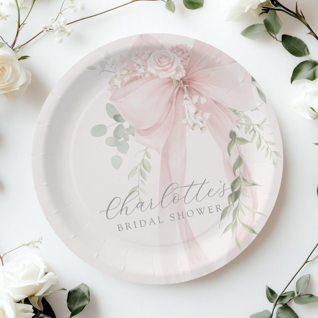 She's tying the knot Bow Bridal Shower Paper Plate (Creator Uploaded)