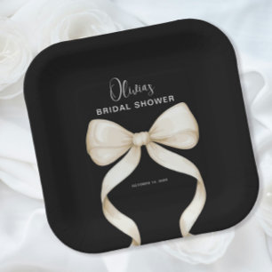 She's Tying the Knot Bow Bridal Shower Paper Plate