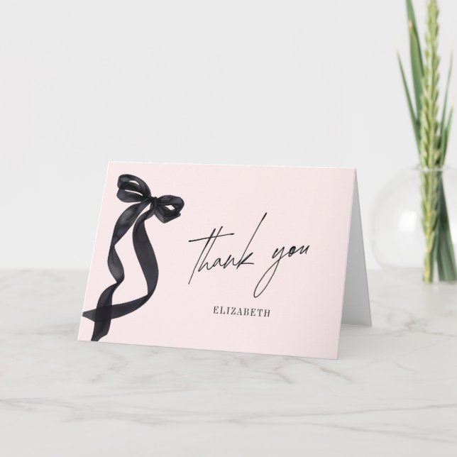 She's Tying the Knot Bow Bridal Shower Thank You Card (Front)