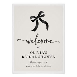 She's Tying the Knot Bow Bridal Shower Welcome Poster