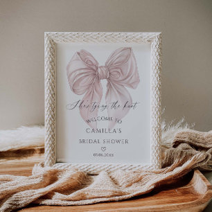 She's Tying The Knot Bow Bridal Shower Welcome Poster