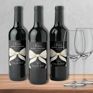 She's Tying the Knot Bow Bridal Shower Wine Label