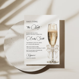 She's Tying the Knot Bow Champagne Bridal Shower Invitation