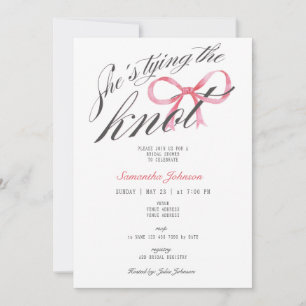 She's Tying the Knot Bow Coquette Bridal Shower Invitation