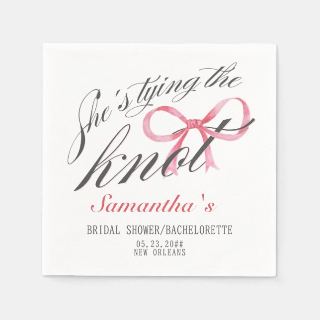 She's Tying the Knot Bow Coquette Bridal Shower Napkin (Front)