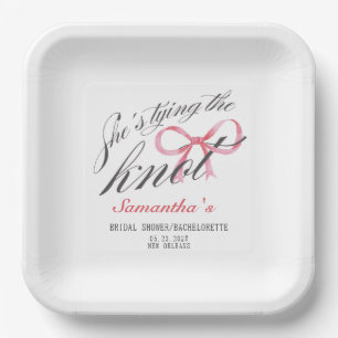 She's Tying the Knot Bow Coquette Bridal Shower Paper Plate