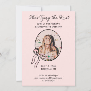 She's Tying the Knot Bows & Babes Bachelorette Invitation