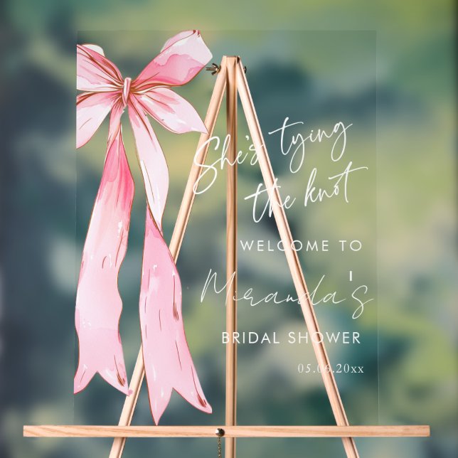 She's Tying The Knot Bridal Shower Acrylic Sign (Neutral)