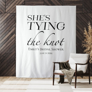She's tying the knot Bridal Shower Backdrop Tapestry