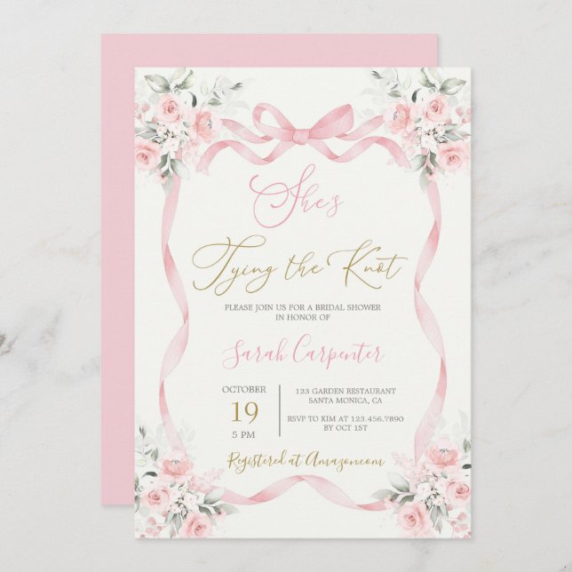 She's Tying the Knot Bridal Shower Invitation (Front/Back)