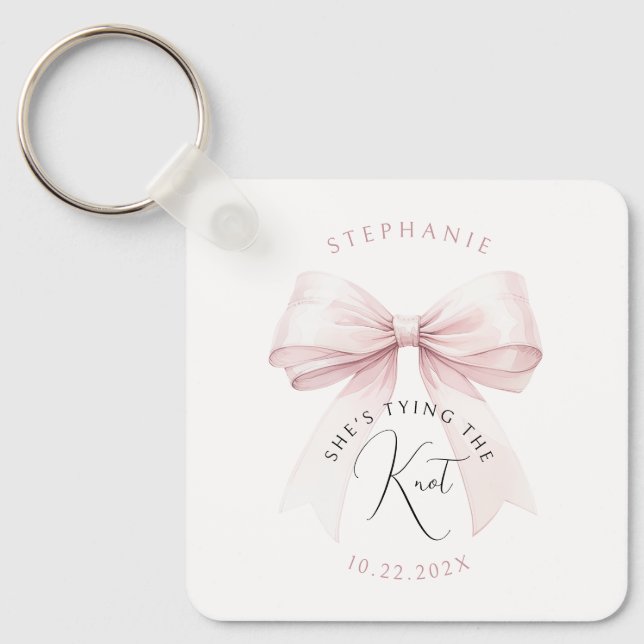 She's Tying the Knot Bridal Shower Key Ring (Front)