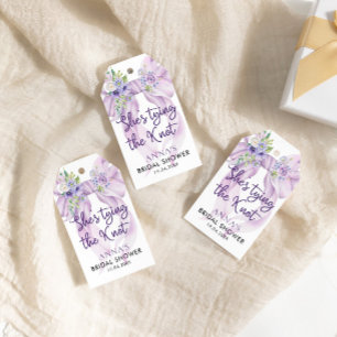She's Tying the Knot Bridal Shower Lilac Bow  Gift Tags