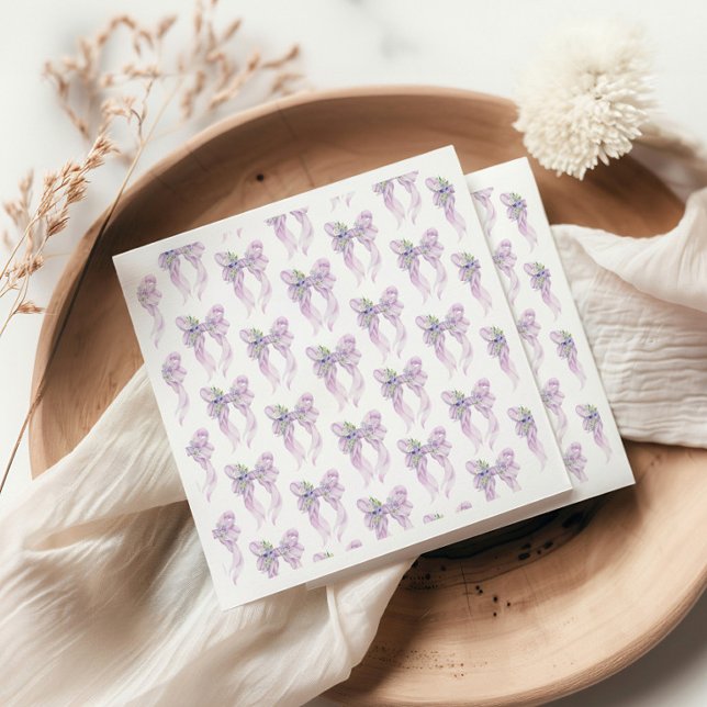 She's Tying the Knot Bridal Shower Lilac Bow Napkin (Creator Uploaded)