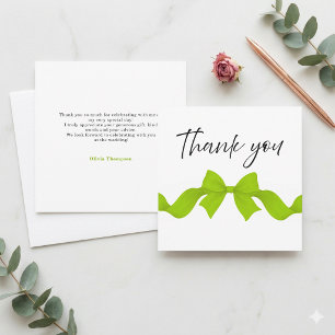 She's Tying the Knot Bridal Shower Lime Green Bow  Thank You Card