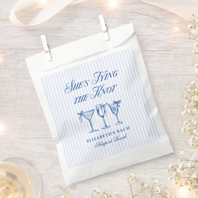 She's Tying The Knot Coastal Elegant Hand Drawn Favour Bags (Clipped)