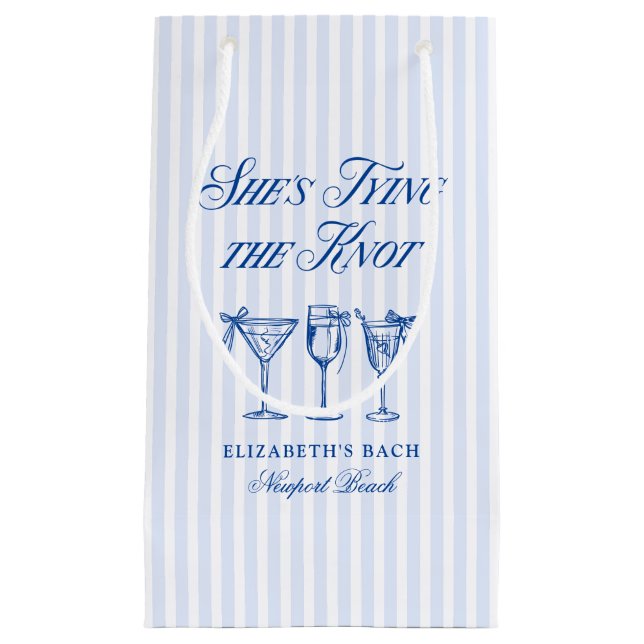 She's Tying The Knot Coastal Elegant Hand Drawn Small Gift Bag (Front)