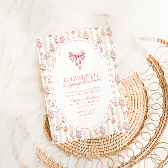 She's Tying the Knot Coquette Bow Bridal Shower Invitation (Creator Uploaded)