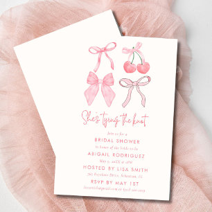 She's Tying the Knot Coquette Bow Bridal Shower  Invitation