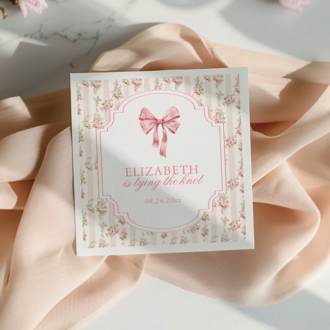 She's Tying the Knot Coquette Bow Bridal Shower Napkin (Creator Uploaded)