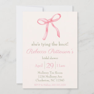 "She's tying the knot" Coquette Bridal Shower Invitation