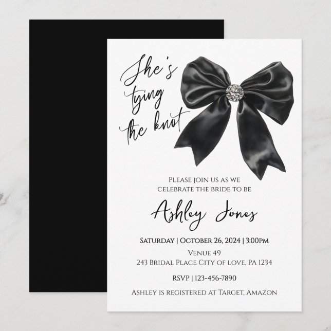 She's Tying The Knot Coquette Bridal Shower Invite (Front/Back)