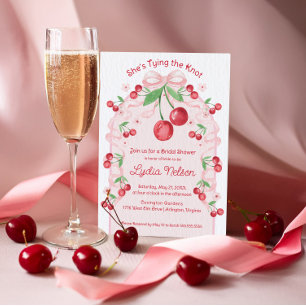 She's Tying the Knot Coquette Cherry Bridal  Invitation