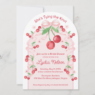 She's Tying the Knot Coquette Cherry Bridal Invitation