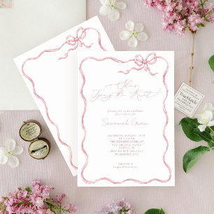 She's Tying the Knot Cute Pink Bow Bridal Shower Invitation