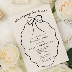 She's Tying the Knot Doodle Bow Bridal Shower Invitation