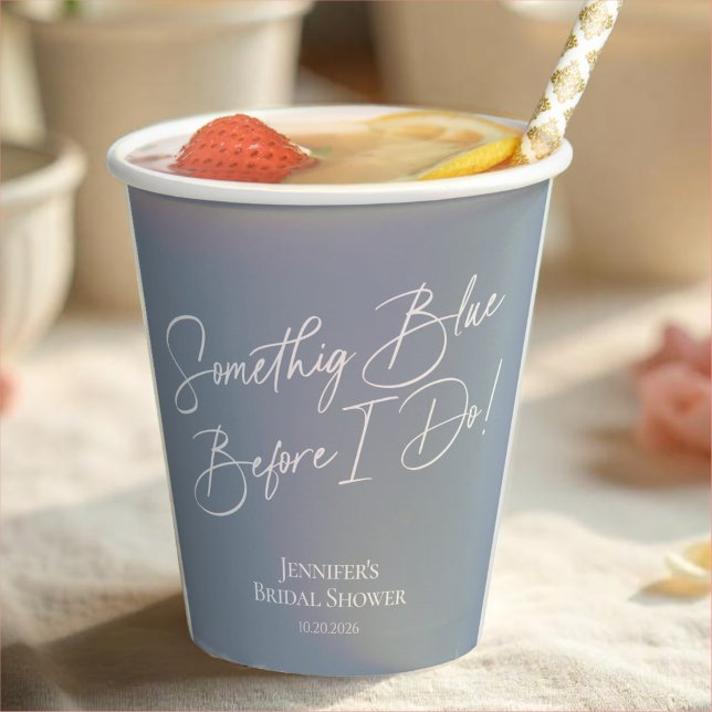 She's Tying the Knot | Dusty Blue Bridal Shower Paper Cups (Creator Uploaded)