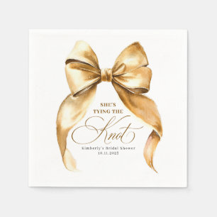 She's Tying The Knot Gold Bow Bridal Shower Napkin