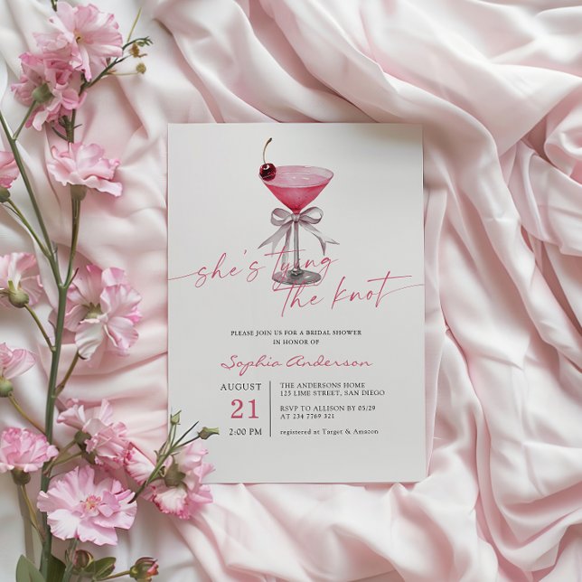 She's Tying The Knot Hot Pink Bridal Shower Invitation (Creator Uploaded)