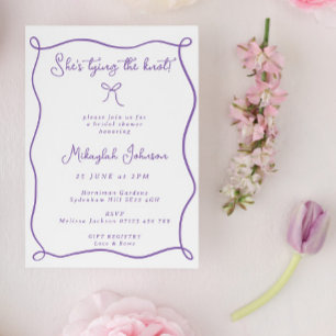 She's Tying the Knot Lilac Bow Bridal Shower Invitation
