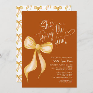 She's Tying the Knot Orange Bow Bridal Shower Invitation