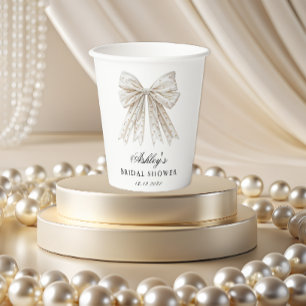 She's Tying the Knot Pearls Bow Bridal Shower Paper Cups