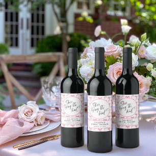 She's Tying the Knot Personalised Bridal Shower Wine Label