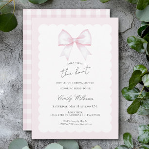 She's Tying The Knot Pink Blush Bow Bridal Shower Invitation